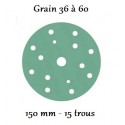 Disque abrasif grain 36 / 40 / 60 (150 mm - 15 trous) Finixa Sanding Discs Green (boîte de 50)