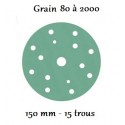 Disque abrasif grain 80 à 2000 (150 mm - 15 trous) Finixa Sanding Discs Green (boîte de 100)