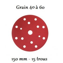 Disque abrasif rouge 150 mm avec 15 trous (du grain abrasif 40 à 60)