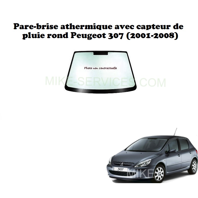 Pare-brise athermique + capteur pluie rond 6542ACCMVZ1B Peugeot 307  (2001-2008)