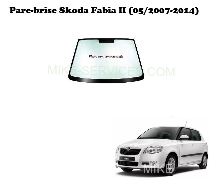 Pare-brise vert encadré 7811AGSVW pour Skoda Fabia II (05/2007-2014)
